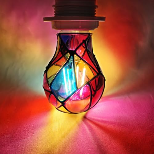 Image of Aygrochy LED Stained Glass Light Bulb Stained Glass Bulb,4W E26 Base,Colored Light Bulbs Indoor,Mosaic Light Bulb,for Christmas Decoration,Party,Home Lighting,Garden,Balcony,2 Pack