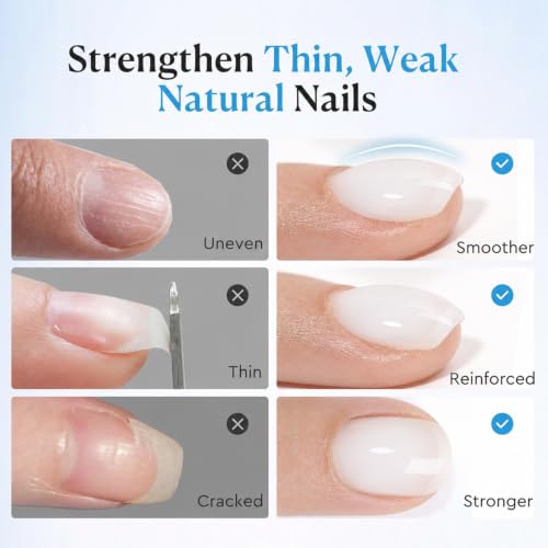 Image of AZUREBEAUTY 18ml Rubber Base Builder Gel Polish for Nails, Milky White Rubber Base Coat, Self-Leveling Apex Building Nail Strengthener, Long Lasting Soak Off UV LED for Thin Weak Brittle Nails