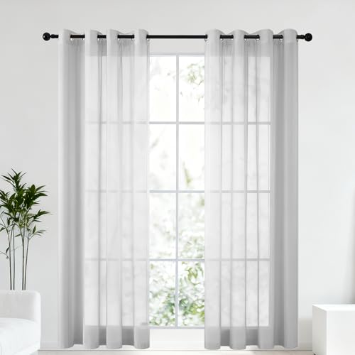 Voilage polyester gris clair de 280 x 100 cm haut de gamme
