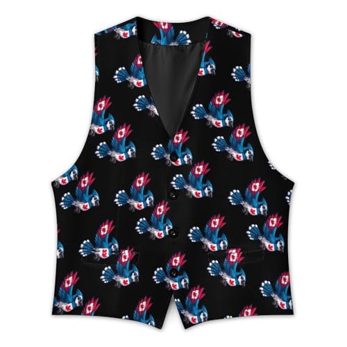 Canadian-Jay-Bluebird Men's Suit Vest Slim Fit Business Dress Party Pattern Waistcoat Vest Top3