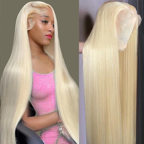 ZWJSH 26 Inch Blonde Wig Human Hair 613 Lace Front Wig Human Hair Honey Blonde Straight Lace Front Wigs 13x4 HD Lace Front Pre Plucked Glueless Colored Wigs for Women