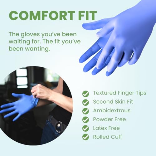 Eco Gloves Biodegradable BLUE VIOLET Nitrile Disposable Gloves, 4 Mil, Powder Free, Latex Free, Food Safe,Tattoo, Cleaning