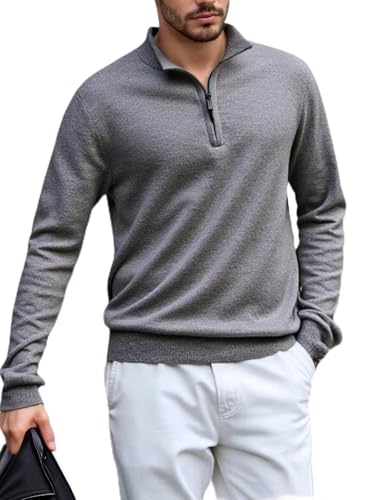 Men’s 100% Pure New Wool Cable Knit 1/4 Zip Sweater - Multi-Color Available