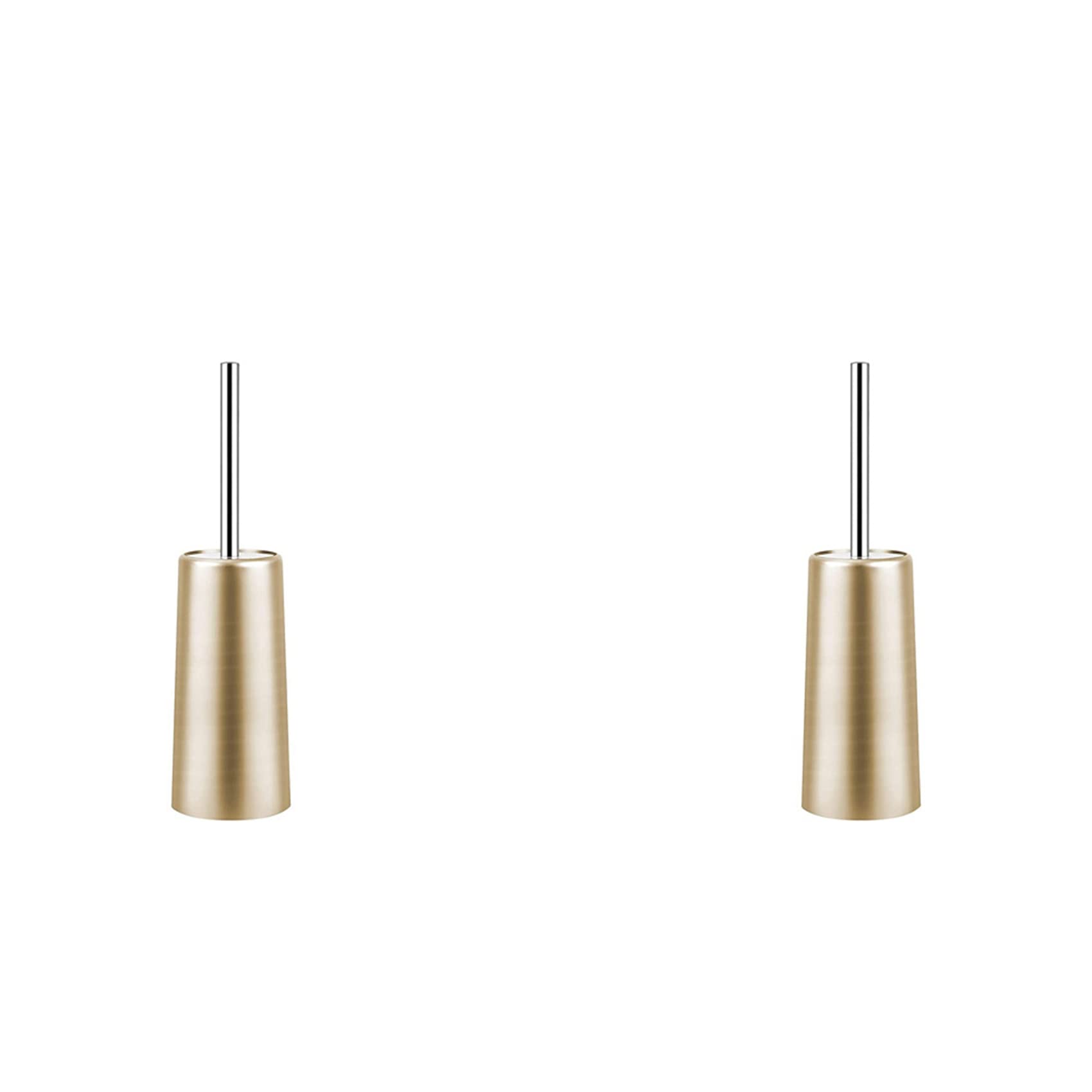 Hndhbfgrt 2X Stainless Steel Toilet Brush and Holder - Toilet Bowl Cleaner Brush Set for Bathroom Toilet (Gold)