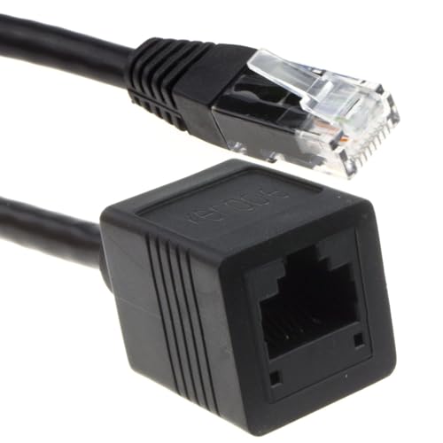 Network CAT6 UTP Ethernet RJ45 Extension Male/Female Cable Black 0.15m 15cm