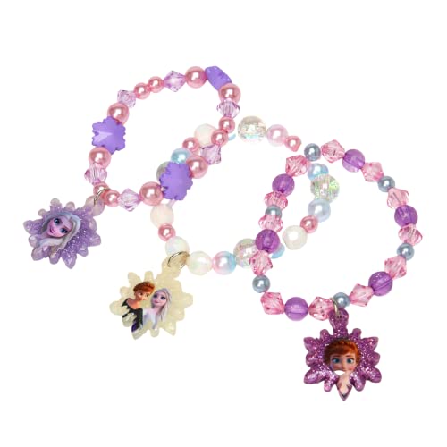 Claire's Disney La Reine des Neiges 3 Bracelets Extensible Perles Violet Ana et Elsa - Lot de 3, Plastique Cover