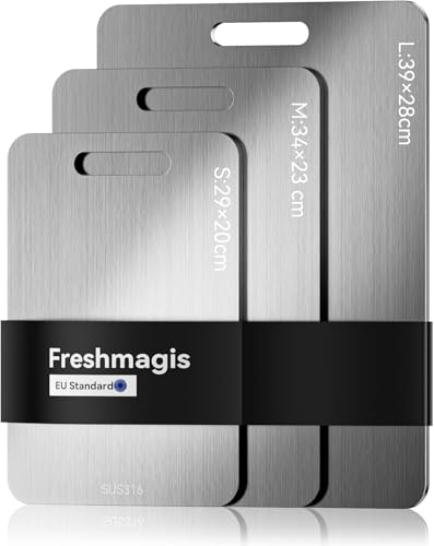 Titanium Chopping Board with Double-Sided Use Premium Stainless Steel Chopping Board for Kitchen Easy to Clean Sturdy and Durable Antibacterial and Odorless (34 × 23 cm)