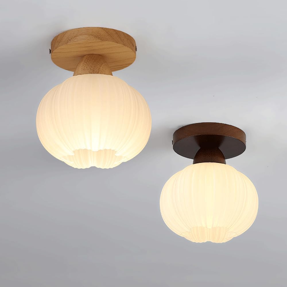 Nowoczesna lampa sufitowa do salonu, kremowa, okrągła, drewniana, minimalistyczna lampa sufitowa w kształcie kwiatu, metalowa, do przedpokoju, balkonu i schodów