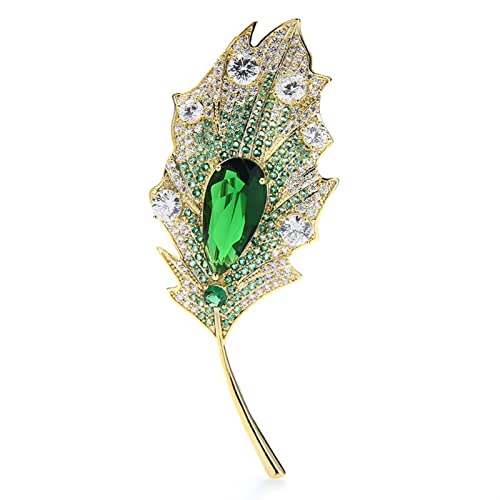 Broche feuille verte cuivre femme élégante bijoux de mariage banquet mode