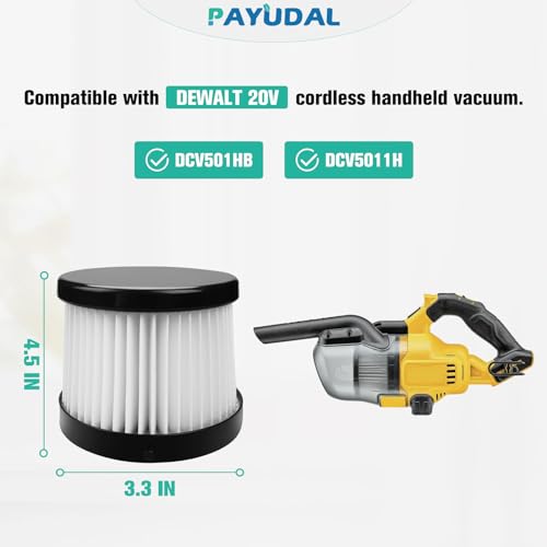 Image of 4 Packs DCV501HB DCV5011H Replacement HEPA Filter Compatible With DEWALT 20V Vacuum Cordless Handheld Vacuum. Fit For DCV501HB DCV5011H Filter. 10 Pack Foam Sleeve Filters. Washable And Reusable Kits.