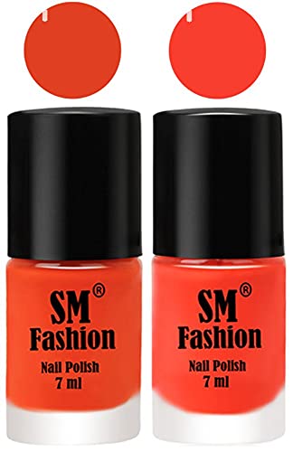 Image of Long Lasting Nail Polish | Nail Paint Combo 7 ml Each) - Set of 2 Reddish Orange -Light Orange