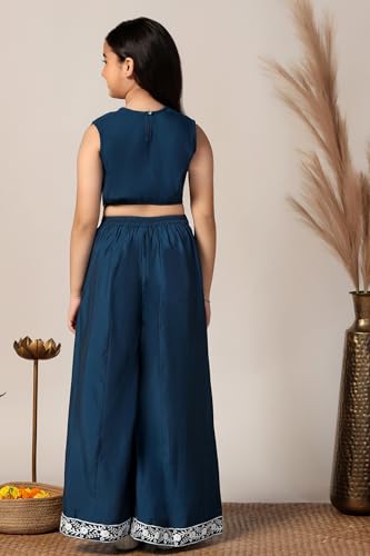 Image of Fashion Dream Girls Silk Blend Ethnic Top & Palazzo Set|Kids Salwar Set|Indo Western
