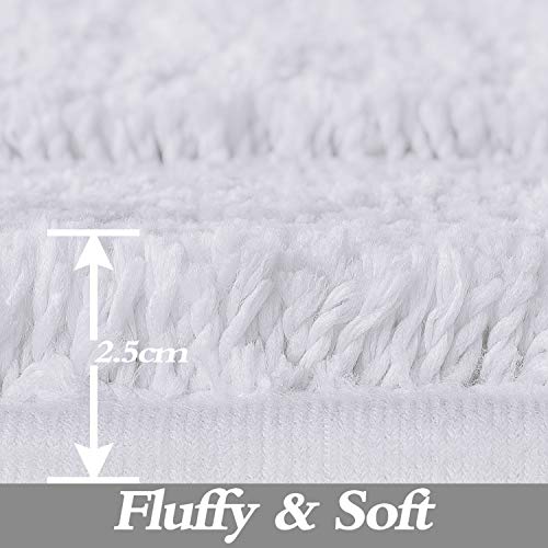 Tomoro Microfiber Non-Slip Bathroom Rug - Extra Absorbent Shaggy Bath Mat, Soft Luxury Hotel Shower Carpet With Non-Skid Backing (17.5 X 27 Inch, White) #TOP4