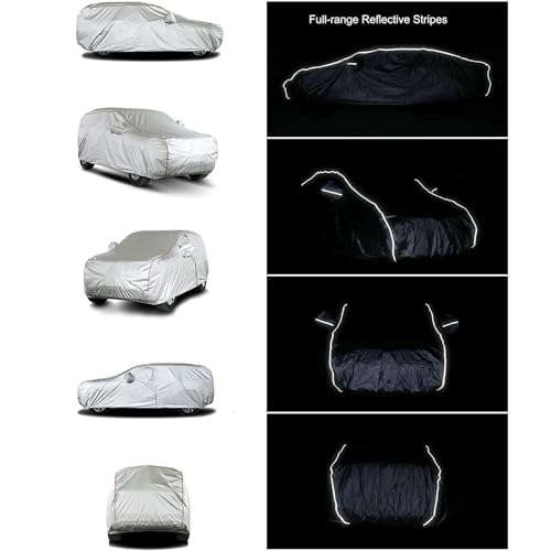 Image of Tecoom Hard Shell Zipper Design Waterproof UV-Proof Windproof Car Cover for All Weather Indoor Outdoor Fit 206-215 Inches Full-Size SUV /Van
