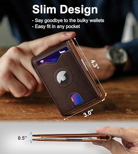 Airtag Wallet for Men,with Money Clip 11 Cards Slim Front Pocket Leather RFID Blocking Wallet with Gift Box3