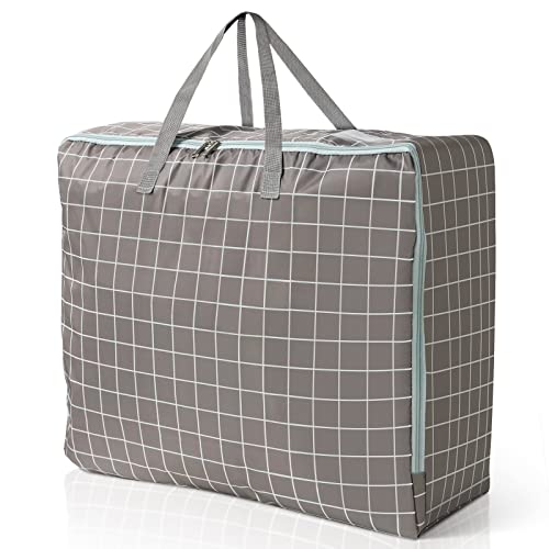 Isahouse 1X70 L Sac de Rangement Sous Lit Pliable Grande Organiseur Sac de Rangement Vetement, Sac pour Couette, Couvertures(58x50x24, Carreaux Gris lot de 1) Cover