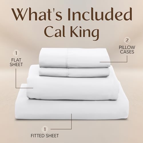 Image of Utopia Bedding Bed Sheet Set - 4 Piece Cal King Bedding - Soft Brushed Microfiber Fabric - Wrinkle, Shrinkage & Fade Resistant - Easy Care (Cal King, White)
