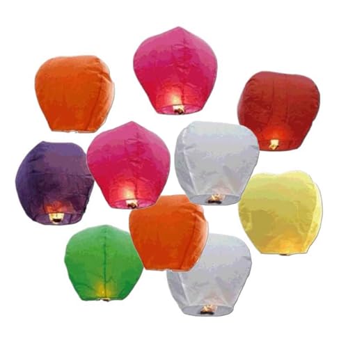 LVYUDS Farolillos Voladores Colores Aleatorios 10 Unidades Linternas Chinas Del Cielo Ecológicos Fáciles De Instalar Transmite Tus Pensamientos(Assorted colours - 10pcs)