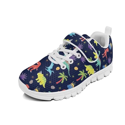 Little Kid Boys Girls Shoes Lightweight Mesh Breathable Adorable Running Sneakers for Little Kid and Big Kid Dinosaur Palm Pattern