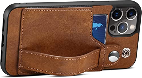 Ganyuu Cases For Iphone 12/12 Mini/12 Pro/12 Pro Max, Pu Leather Wallet Protective Case, With Card Holster Wrist Strap, Mobile Phone Holder Back Cover Case (Color : Brown, Size : 12 6.1") #TOP3