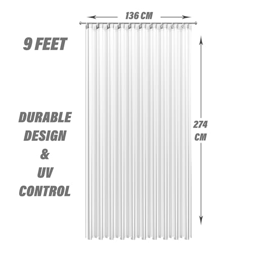 Image of Kuber Industries Polyvinyl Chloride AC Curtain|Rings & WaterProof Material|Size 274 x 134 x 1 CM (Transparent),Printed,Grommet Curtains