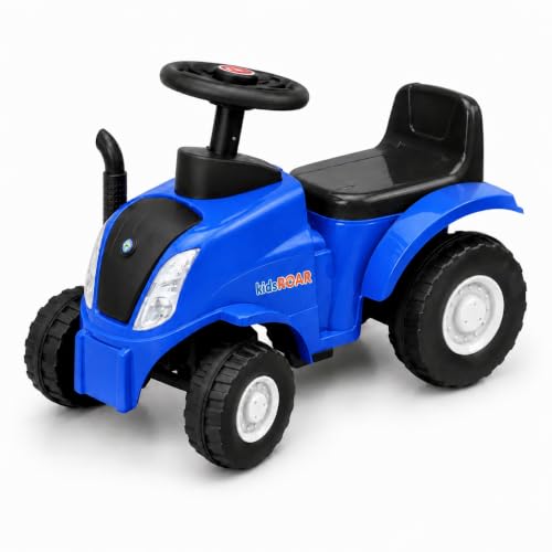 Image of kidsROAR Push Ride On Car for Kids 1-5 Years | Baby Push Car with Music, 3D Lights & Backrest | Premium Ride On Toy Supports Up to 35kg (Tractor, Blue)