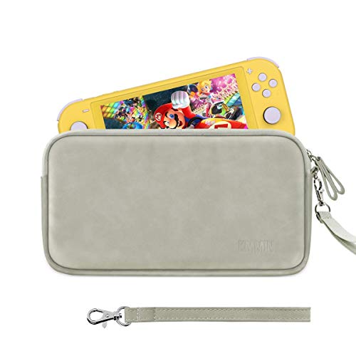 Lightweight Carrying Case for Nintendo Switch Lite, KMMIN Travel and Storage Pouch Protective Cover Slim Durable Game Bag 10 Game Cards Slots-Gray