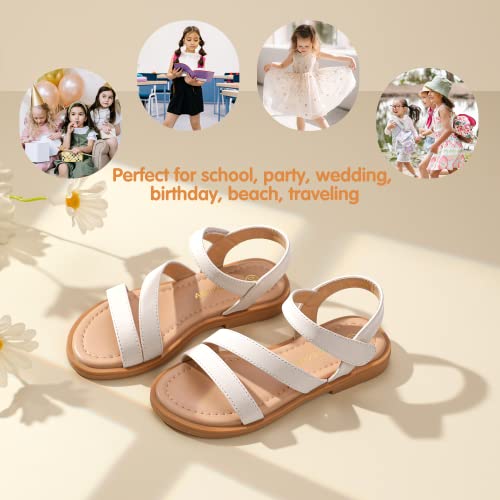 Pandaninjia Girls Sandals White Toddler Little Big Kid Pnruth Open Toe Summer Shoes Size 3 Sandals thumb #4