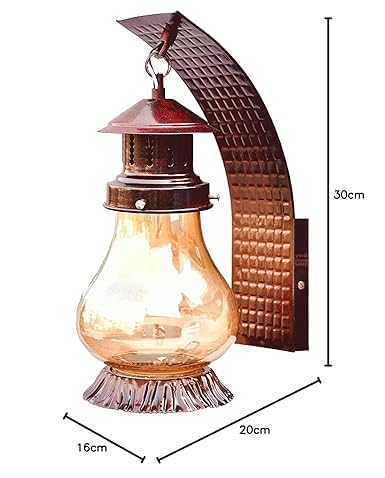 Image of Cherry Wall Light Lantern for Home Decor, Vintage Metal & Glass Indoor Lamp, Rustic Wall Mounted Light, (Bulb not Included) Pack of 1