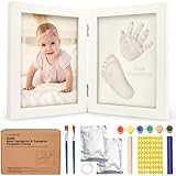 KeaBabies Personalized Baby Hand and Footprint Kit, Quick Dry Clay - Newborn Keepsake Feet and Handprint Kit, Nursery Picture Frame, New Mom Gifts for Baby Showers & Registry (Alpine White)