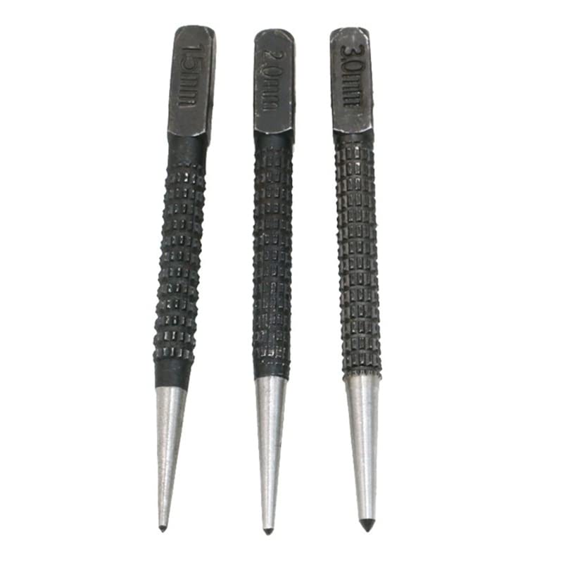 3 Pieces Professional-Level Non-Slip Center Punch Set Cylindrical Center Punch for Carpenters and Machinists
