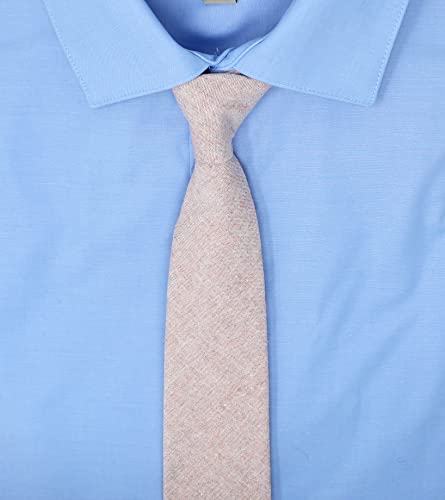 Image of Men's Chambray Cotton Skinny Necktie Tie Textured Distressed Style - 2.5 inch Width