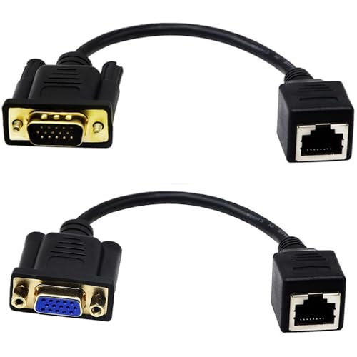 Extensor VGA a RJ45 Adaptador Cable 15 cm (2 unidades) miniatura 1