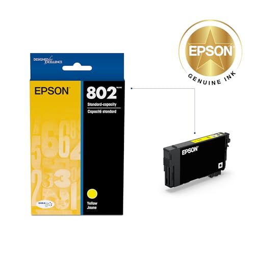 Image of EPSON 802 DURABrite Ultra Ink Standard Capacity Yellow Cartridge (T802420-S) Works with WorkForce Pro WF-4720, 4730, 4734, 4740