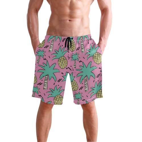 Men’s Swim Trunks Pineapple Green Plam Tree Beach Board Shorts Swimming Short Pants Running Sports Surffing Shorts2