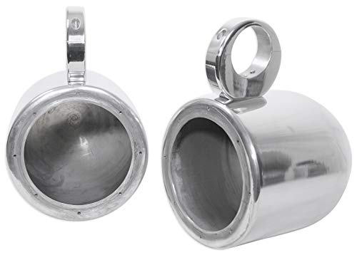 Image of Rockville MAC65S Bundle: (2) Chrome 6.5 inch Aluminum Wakeboard Tower Speaker Enclosures, (2) MAC360C 360 Swivel Tower or Surface Mount Clamps for Wakeboards /MAC Pods, 4-Items