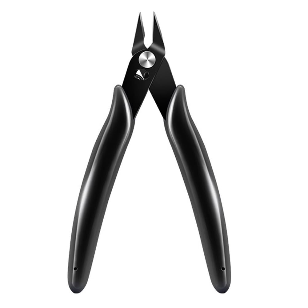 AKOAK 1 Pack Stainless Steel Nail Art Scissors, Rhinestone Remover, Metal Chain, Cutter, 5" Diagonal Pliers, Manicure Tools (Black)