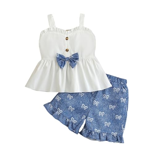 Evita el calor con esta camiseta sin mangas de verano para niñas pequeñas y shorts cómodos