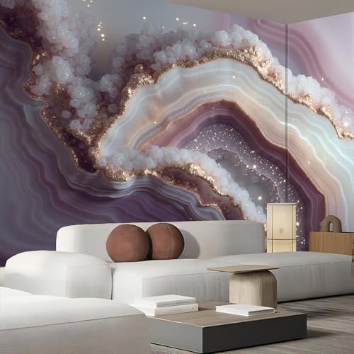 Papier Peint 3D Marbre d'Agate Violet Haute Qualité