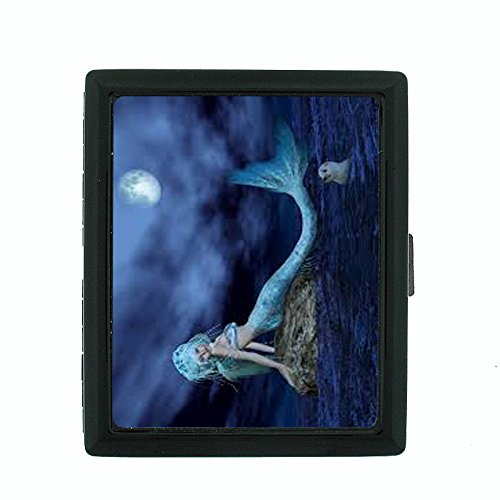 Mermaid D1 Small Black Metal Cigarette Case Aquatic Creature Fantasy Folklore