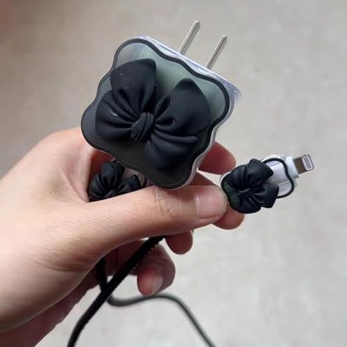 Image of Like Star Charger Protection Cover 4 in 1, Compatible for iPhone Charger only 18W & 20W, Spiral Cable Protector for Charging Cable, Charger Protector with 3D Design