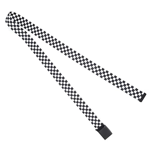 Qiilu Canvas Belt Adjustable Checkered Belt Can Be Fixed Untie Easily Adjustable Cuttable Black White Grid Strap for Clothing Decoration