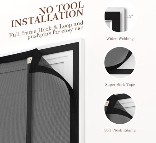 Yotache Magnetic Screen Door, Reversible Left Right Side Opening Fits Door Size 32 x 80, Heavy Duty Polyester Mesh with Self-Closing for Sliding & Patio, Pet & Kid Friendly — view 5
