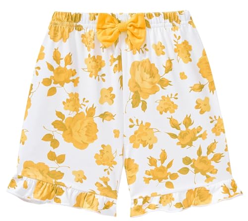 Image of Barlver Girls 2 Piece Short Set Baby Girl Summer Clothes Ruffle Sleeve T-Shirt and Bow Knot Shorts Toddler Girl Outfit Set