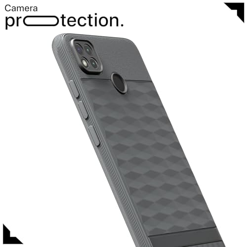 Image of Pikkme Back Cover for Poco C31, Mi Redmi 10A / 10A Sport, Redmi 9 / Redmi 9 Activ / 9C Camera Protection 3D Hexa Cube Design Silicone Protective Bumper Case (Grey)