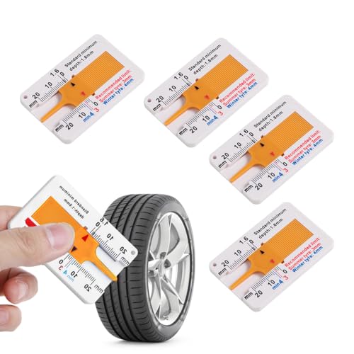 AEIOPRS 4 Misuratori Profondità Battistrada Pneumatici 0-20mm Strumento Digitale per Auto Arancione
