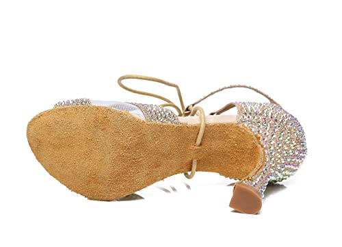 Chaussures de danse latine Al452 avec strass et lacets ajustables