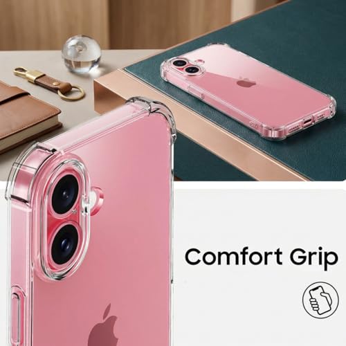 Image of Fashionury 3D Raised Transparent Crystal Clear Back Cover for iPhone 16 Plus | Shockproof Design | Anti-Slip Grip | Camera Protection | 360 Degree Protection Mobile Case