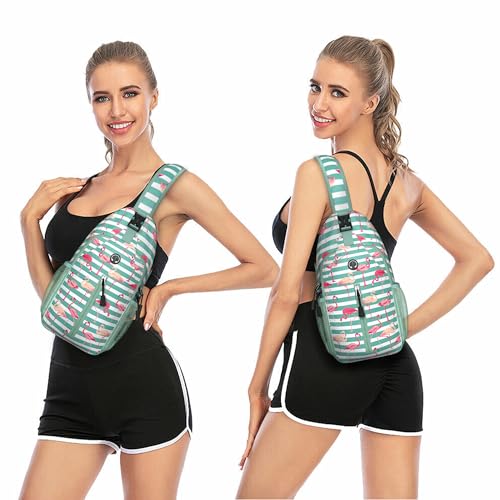Image of Flamingo Sling Bag For Women Men Small Crossbody Bags Mini Water Resistant Casual Chest Bag Backpack Shoulder Daypack For Travel Hiking