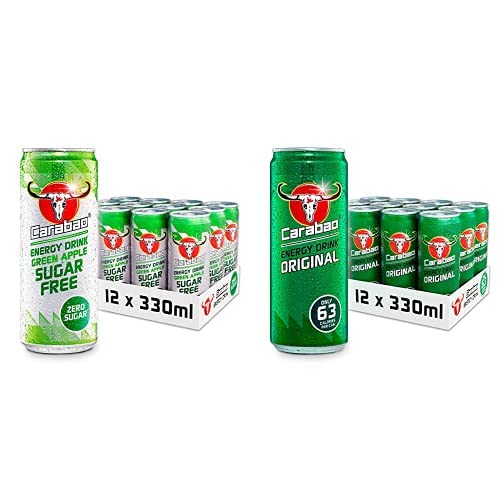 Buy Carabao Energy Drink Green Apple Sugar Free (12 Cans) & Original